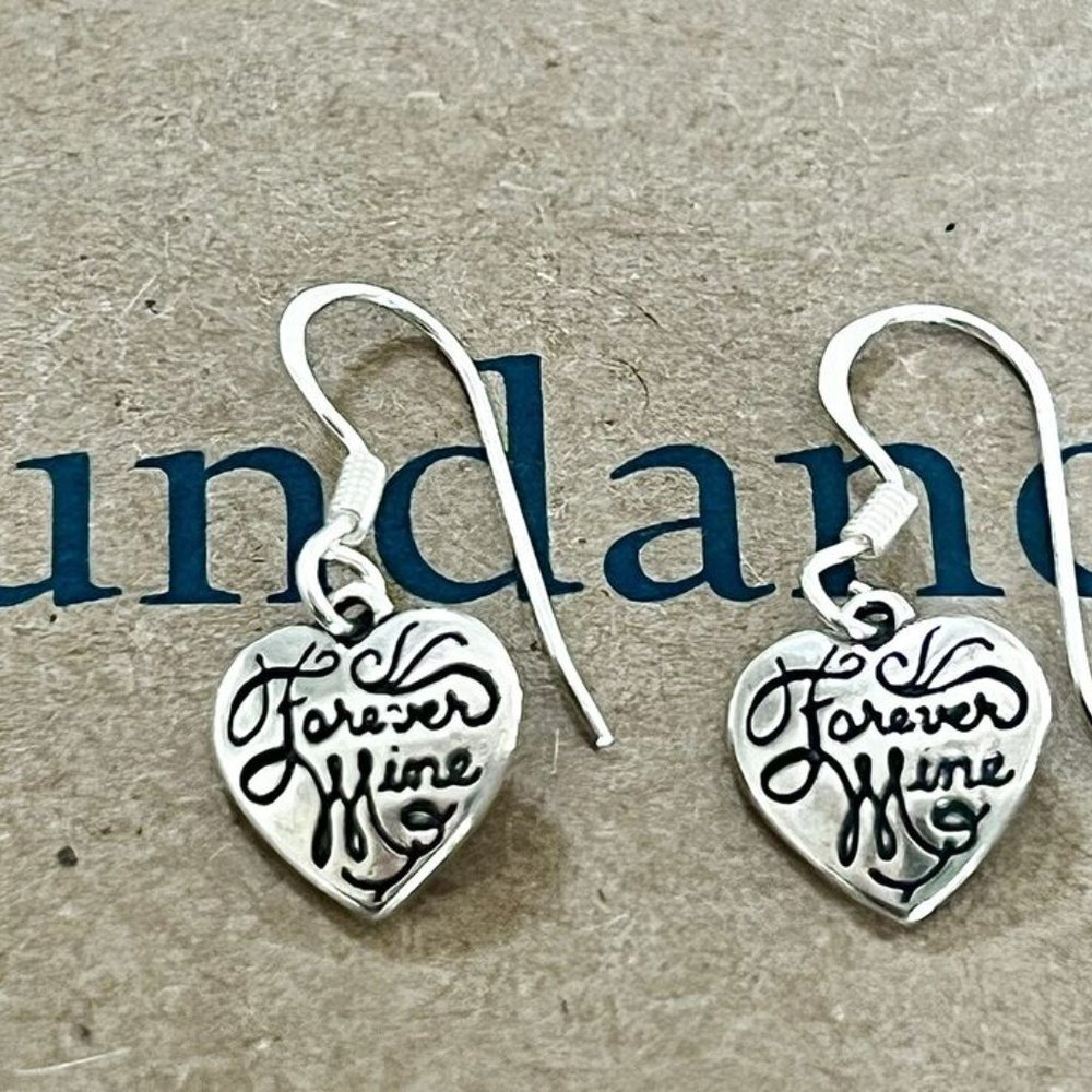 Sundance $78 NEW Catalog Heart Love Forever 7/8" Sterling Silver Dangle Earrings